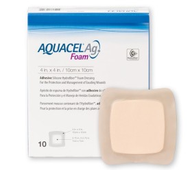 Αφρώδες Επίθεμα Αργύρου Κολλητικό 12.5cmx12.5cm - 10 τεμάχια AQUACEL foam Ag