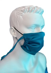 Σατέν υφασμάτινη μάσκα με κορδόνι - Teal Blue