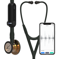 Littmann® CORE Digital Stethoscope 8863 High Polish Copper Chestpiece, Black Tube, Stem & Headset